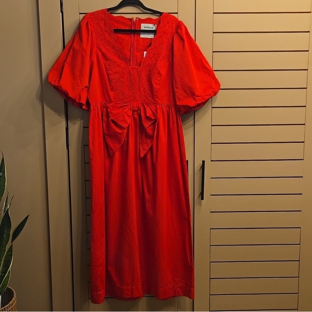 Damson Madder Aria Bow Embroidered Midi Dress EU Size 14/ US Size 10 - Picture 5 of 12